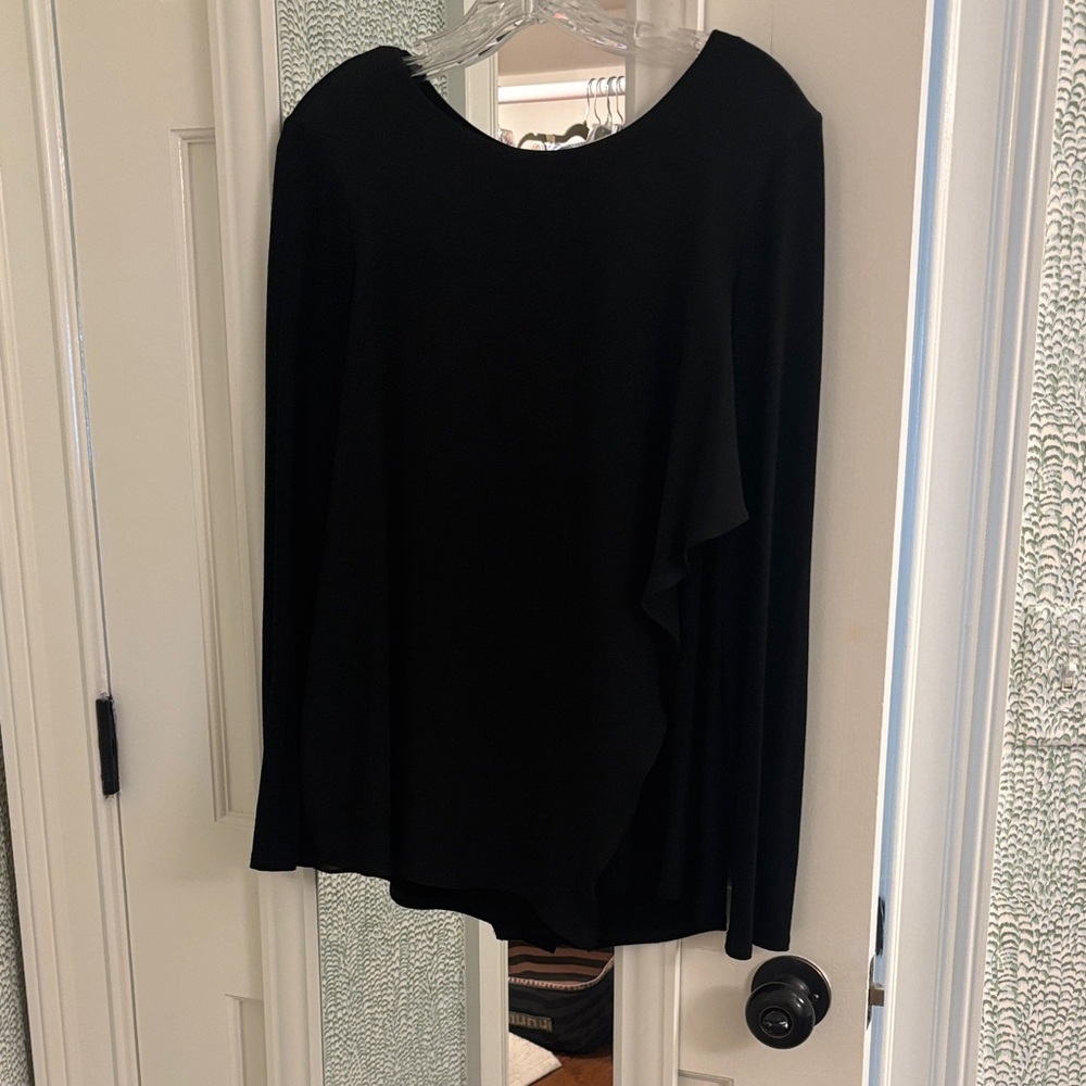 Vince Camuto Black Long-Sleeve Ruffle Tunic